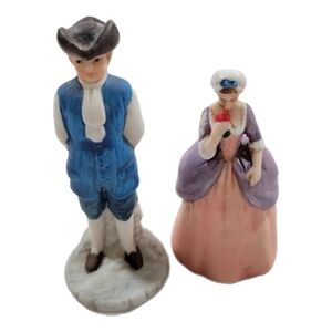 Enesco Williamsburg Village Figurines Man Woman Vintage Colonial Pair